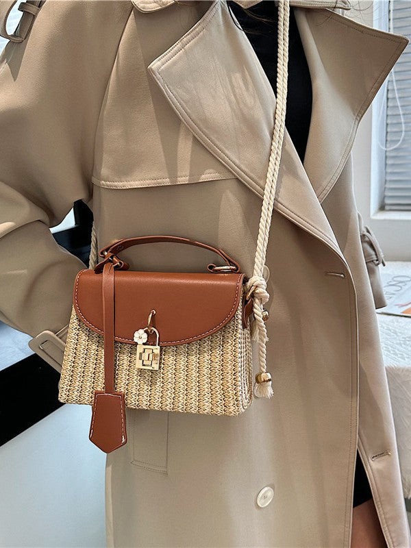 Sac à Main en Paille avec Bandoulière Femme