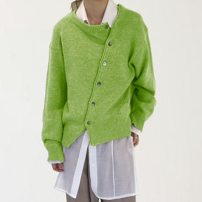 Pull Asymétrique à Boutons Femme