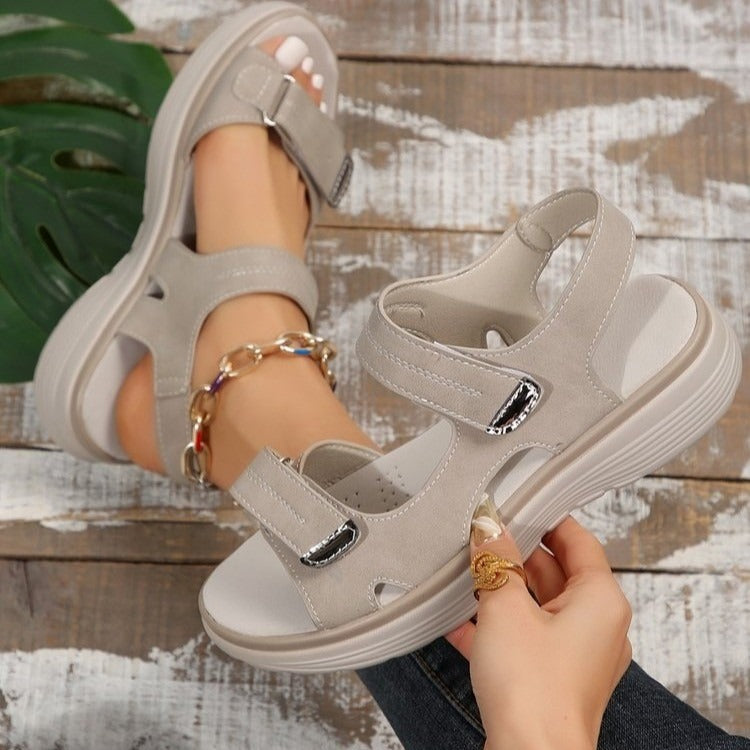 Women's grey orthopaedic platform sandals casual fit, grey colourway