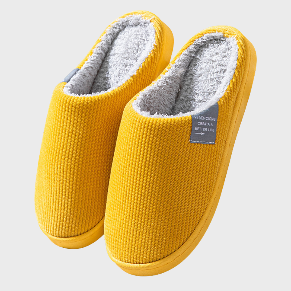 Fabric slip-on shoes featuring supportive midsole for home wear

