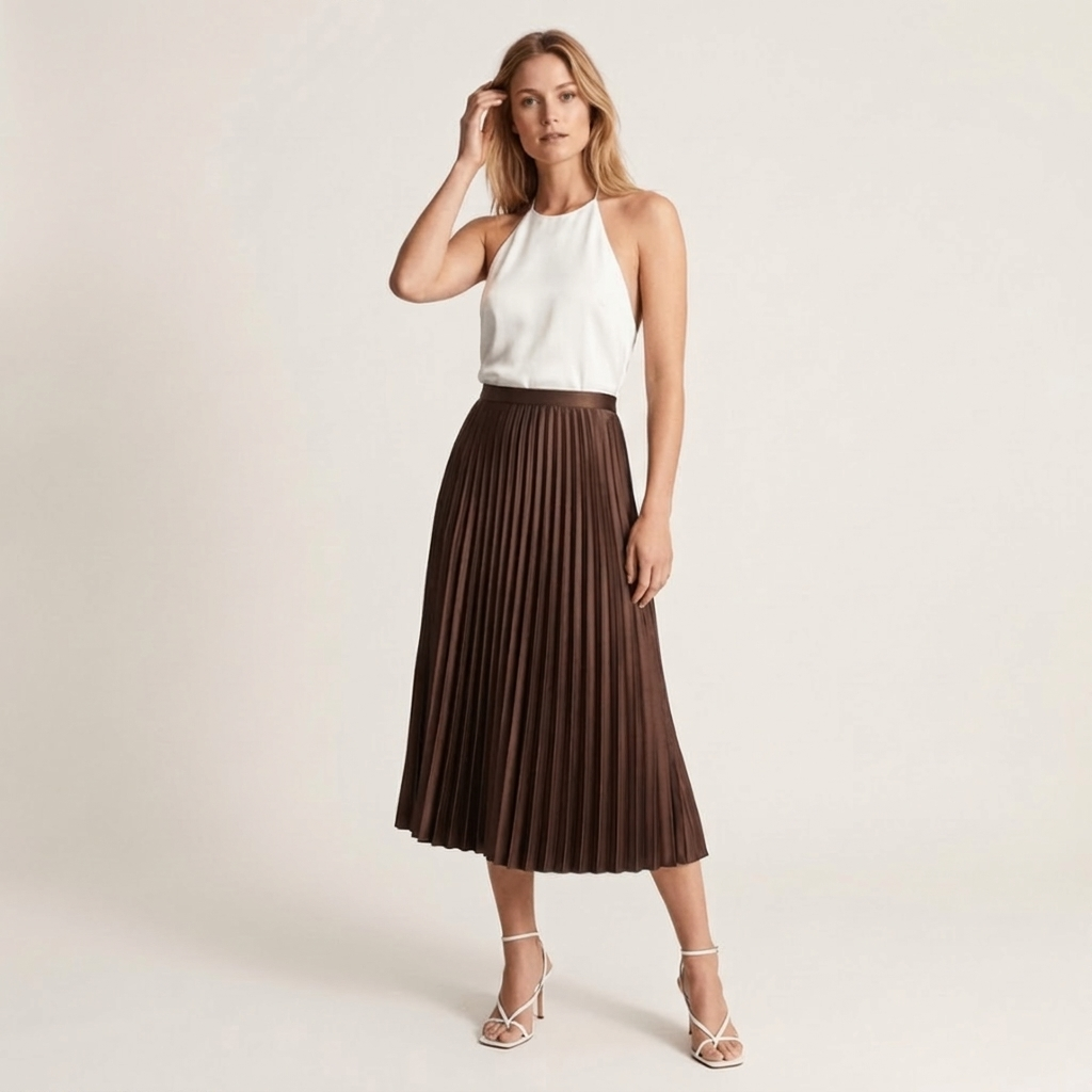 Women's elastic waist midi skirt for everyday comfort