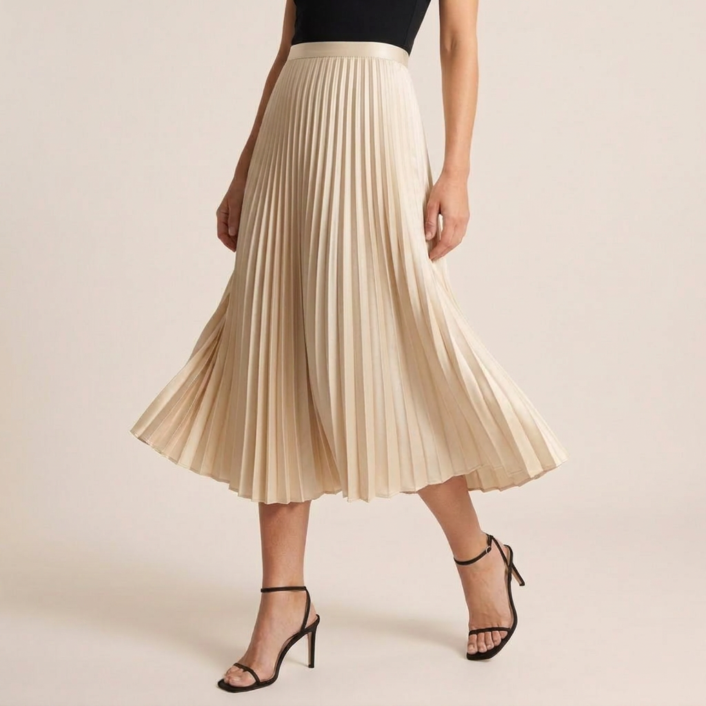 Women's midi skirt showcasing all-over pleats