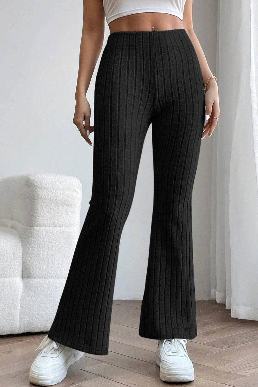 Pantalon Taille Haute En Polyester Pour Femme