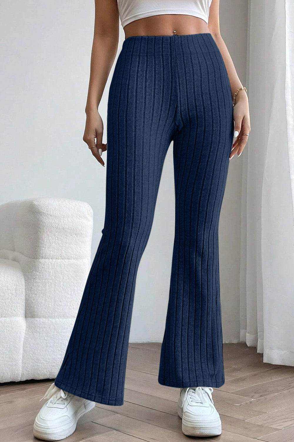 Pantalon Taille Haute En Polyester Pour Femme