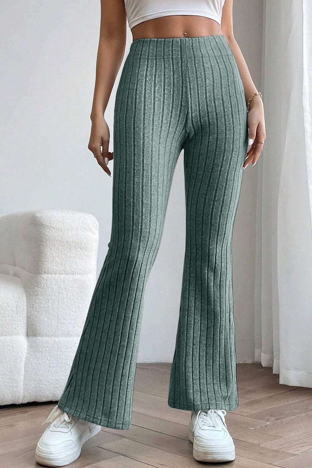 Pantalon Taille Haute En Polyester Pour Femme
