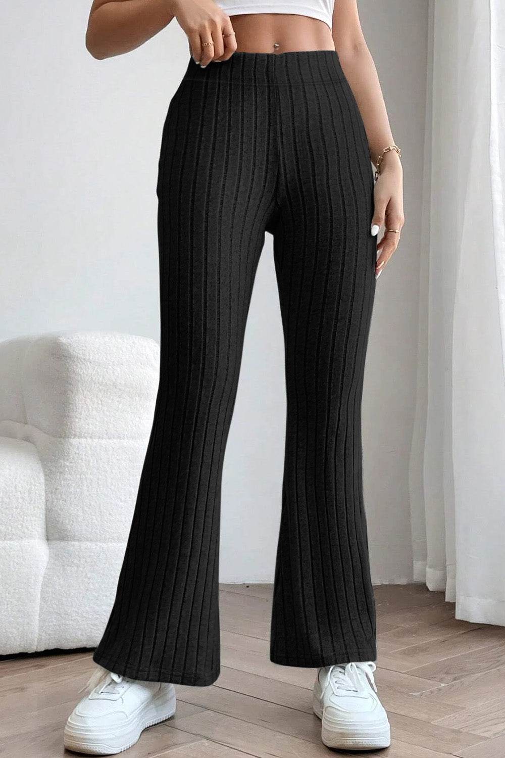 Pantalon Taille Haute En Polyester Pour Femme
