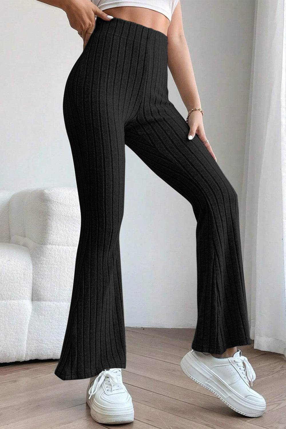 Pantalon Taille Haute En Polyester Pour Femme