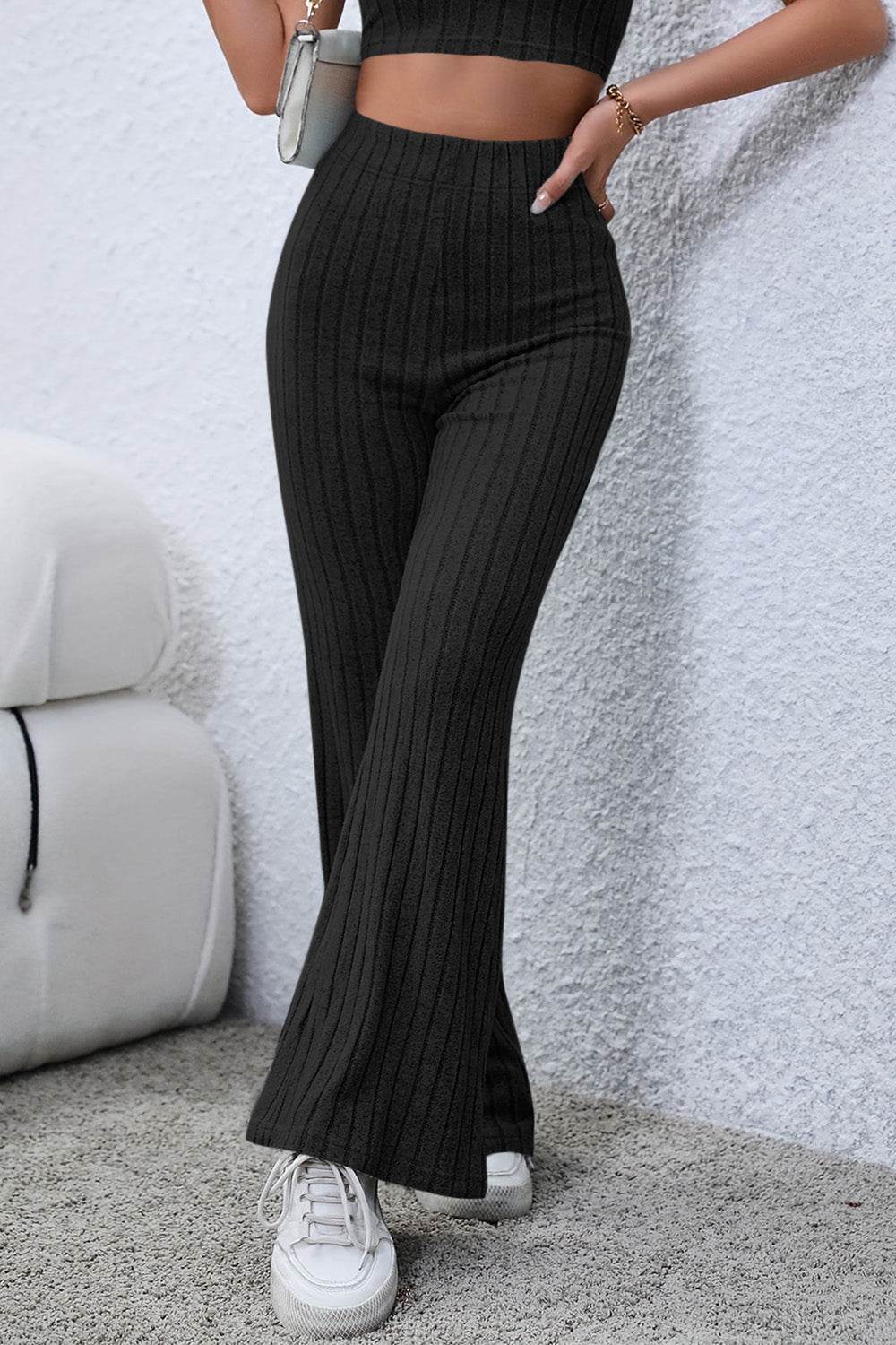 Pantalon Taille Haute En Polyester Pour Femme