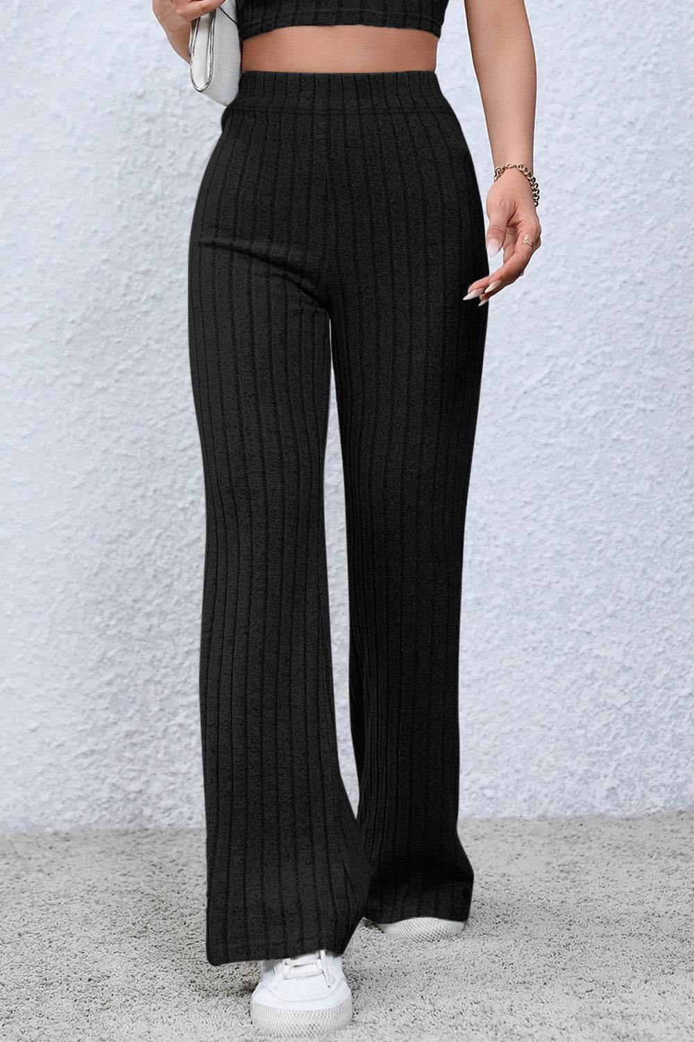 Pantalon Taille Haute En Polyester Pour Femme