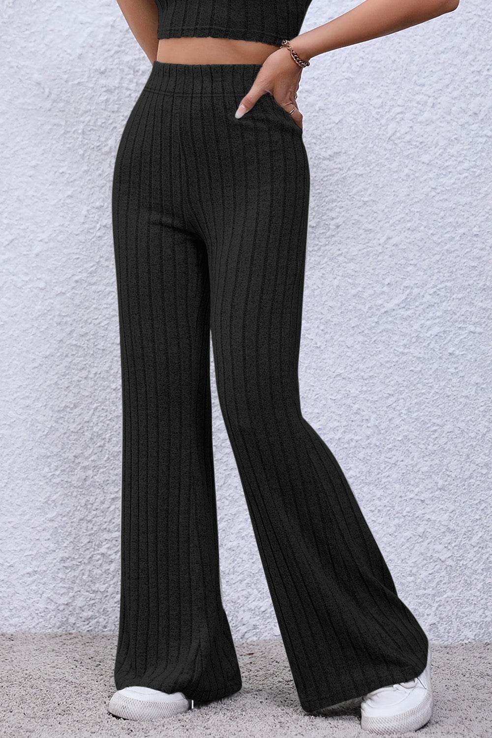 Pantalon Taille Haute En Polyester Pour Femme