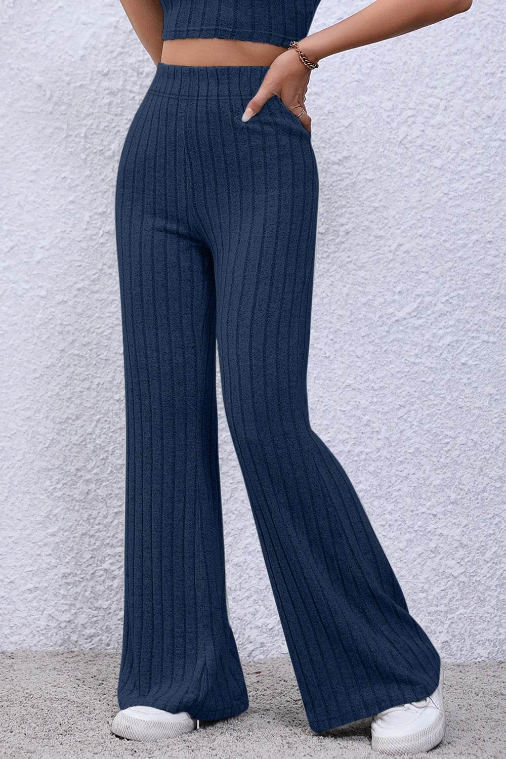 Pantalon Taille Haute En Polyester Pour Femme