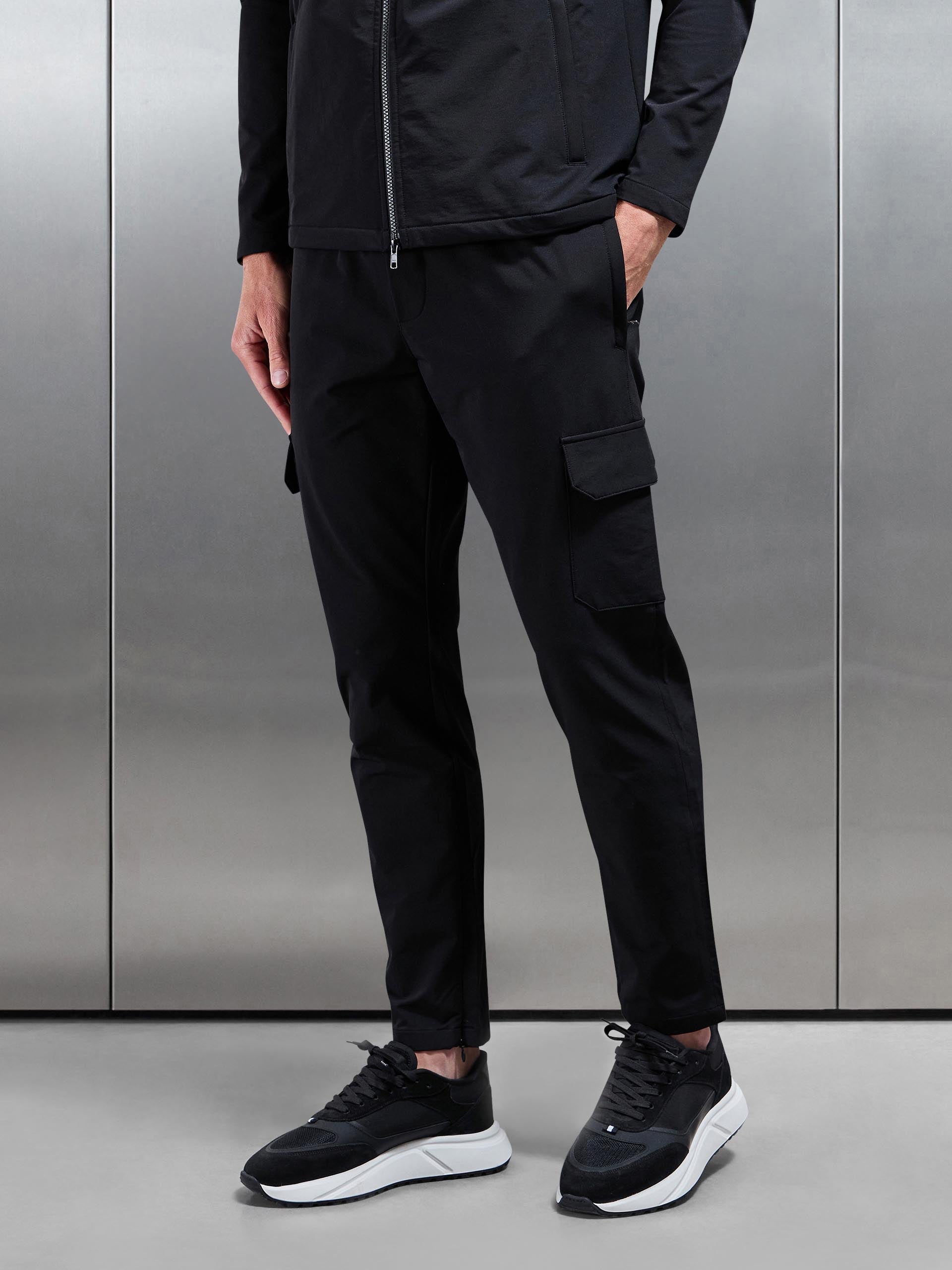 Pantalon Cargo Noir avec Poches Zippées Homme