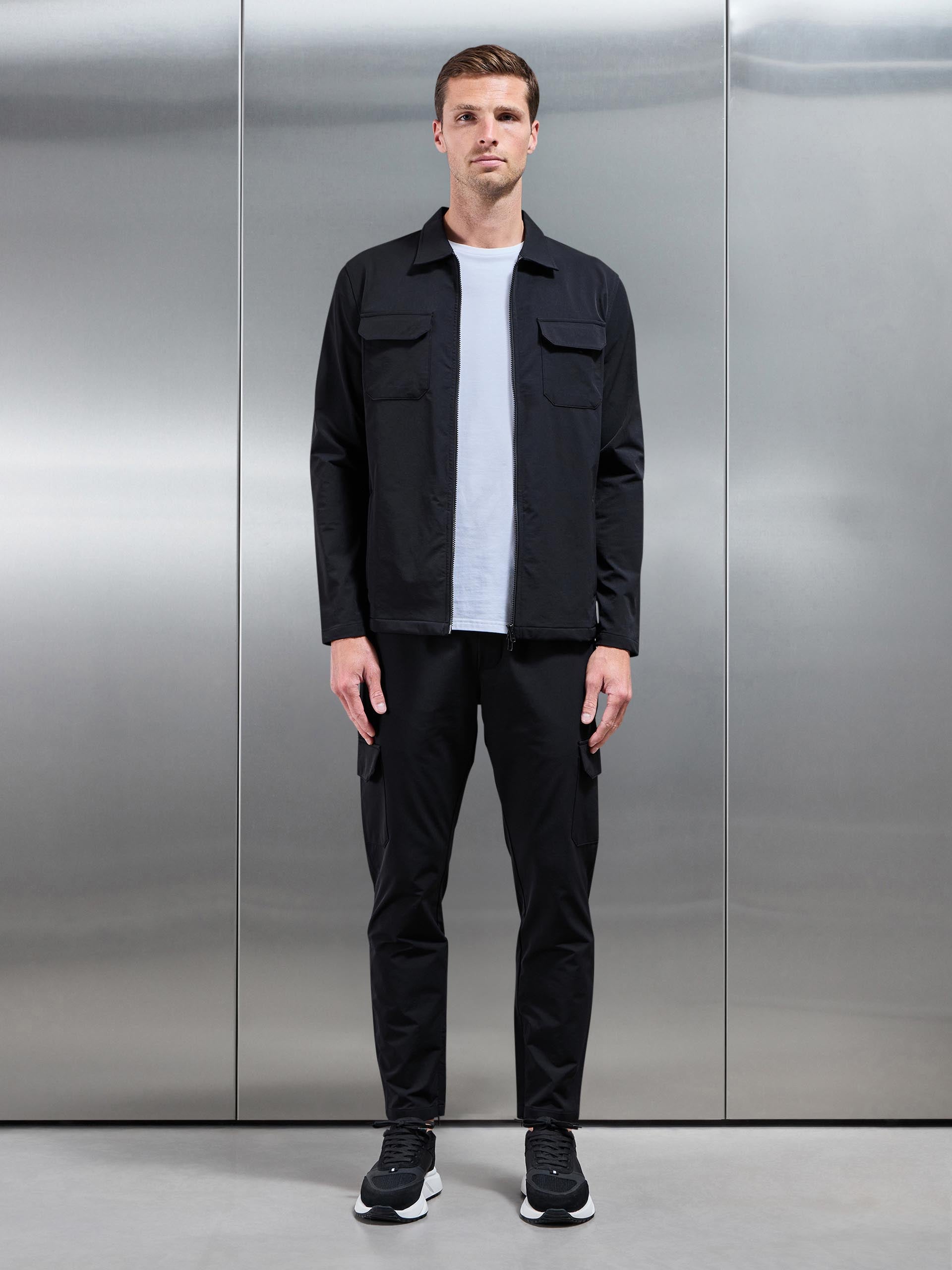 Pantalon Cargo Noir avec Poches Zippées Homme