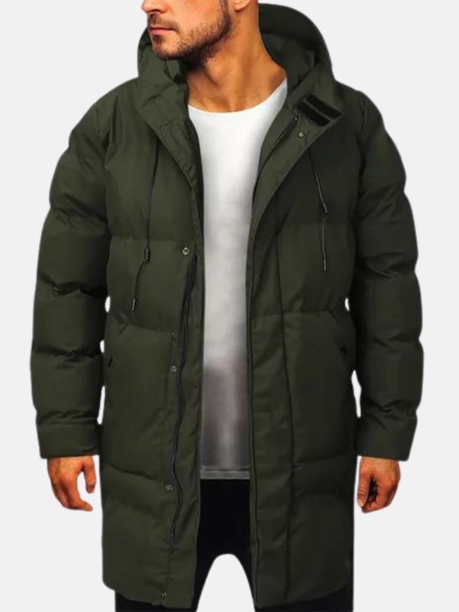 Manteau Matelassé Long à Capuche Homme