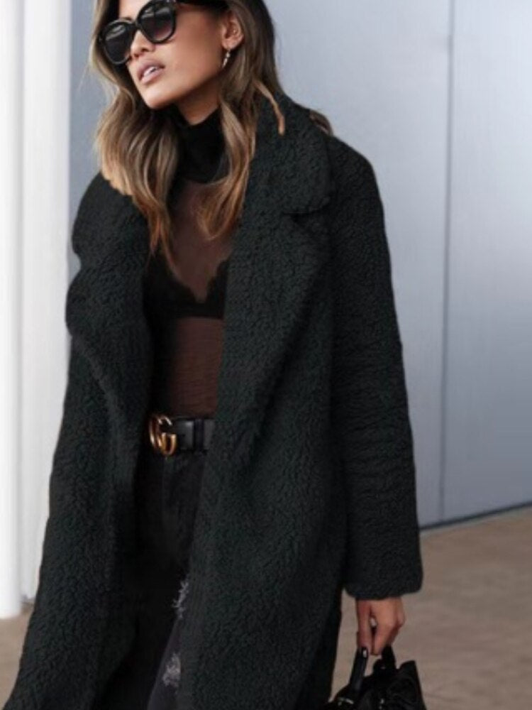 Manteau Long Texturé Oversize Femme
