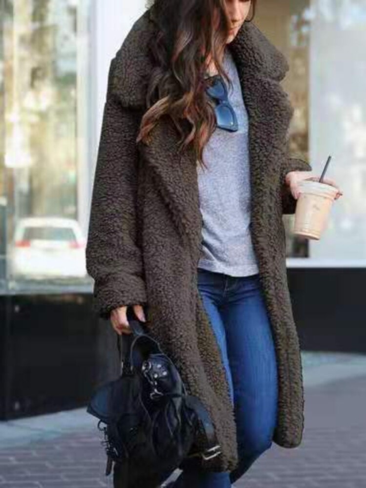 Manteau Long Texturé Oversize Femme