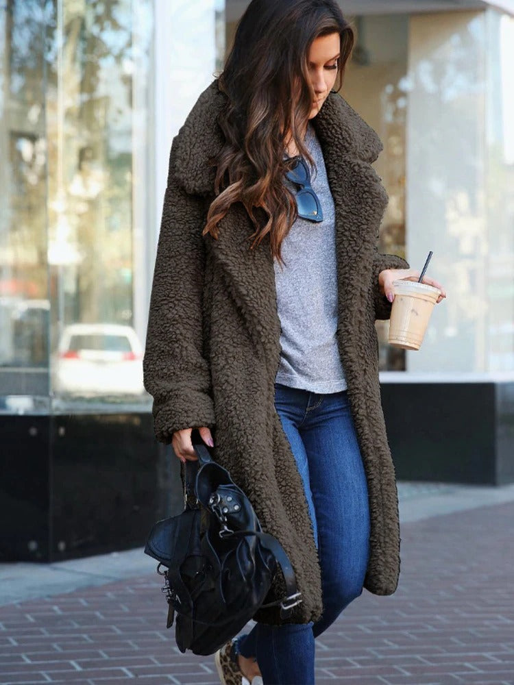 Manteau Long Texturé Oversize Femme