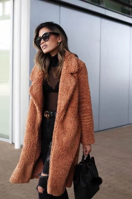 Manteau Long Texturé Oversize Femme