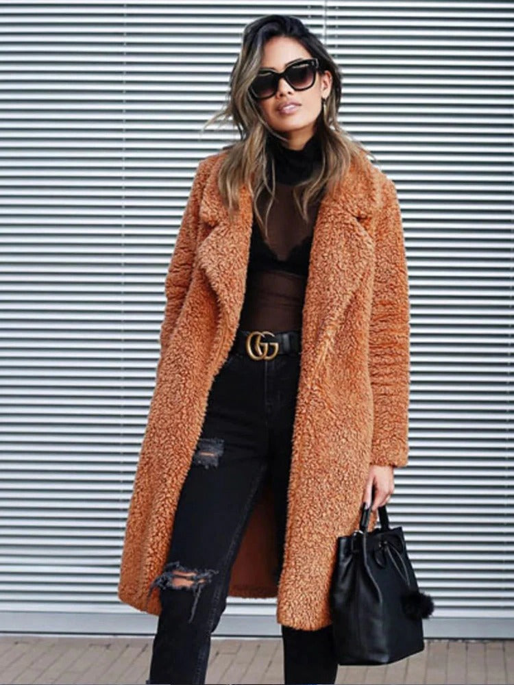 Manteau Long Texturé Oversize Femme