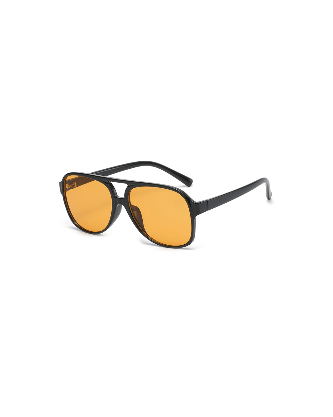 orange lens women's sunglasses – front view showing plastic frame construction