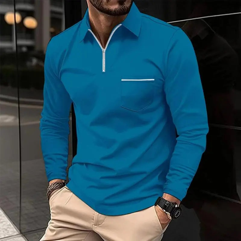 zip front polo with classic collar design