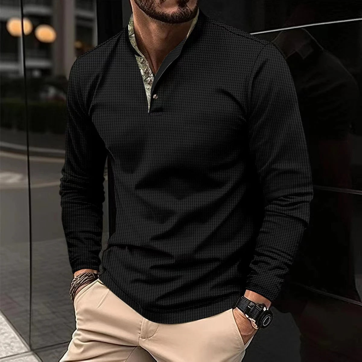 Chemise Polo à Manches Longues Coupe Slim Homme