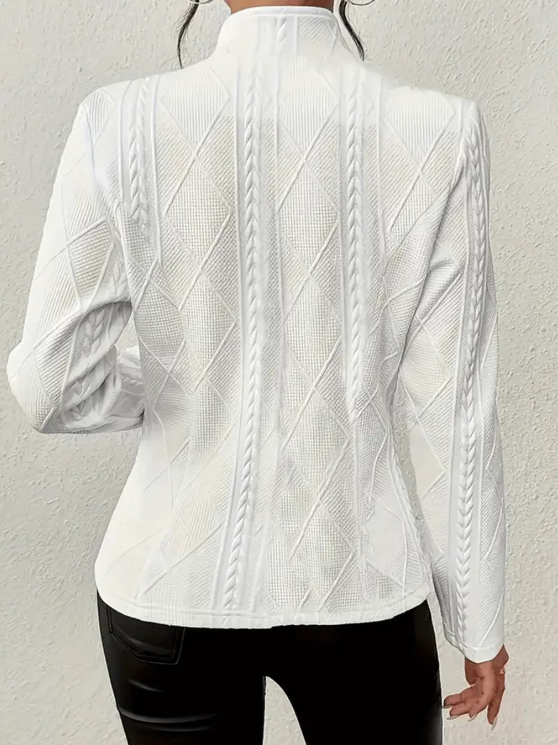 womens blazer in knitted fabric three quarter view