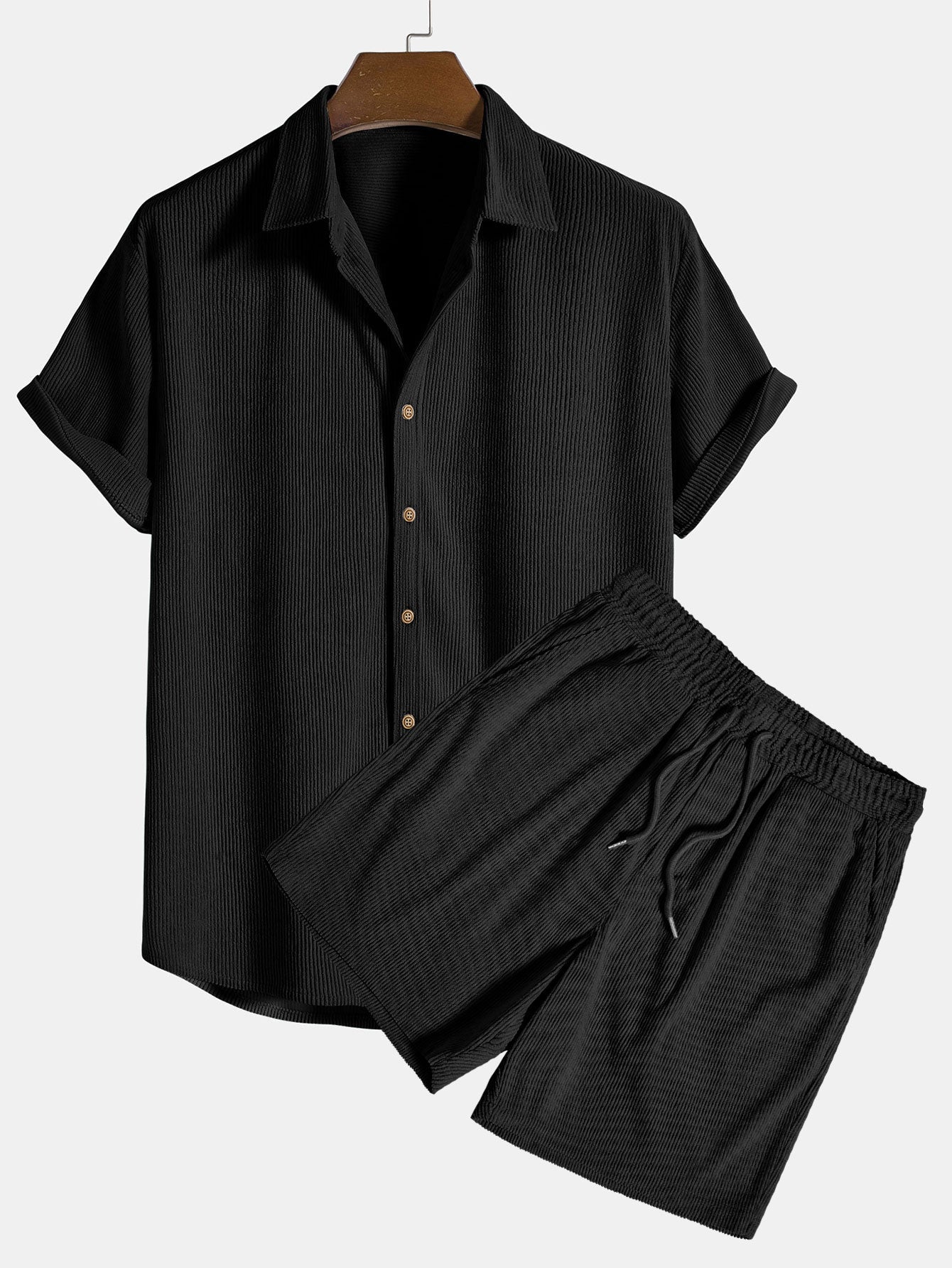 Casual two piece outfit with a button front shirt
