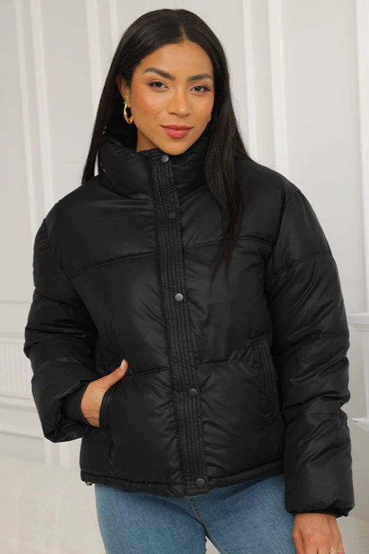 Quilted jacket with patch pockets and oversized styling
