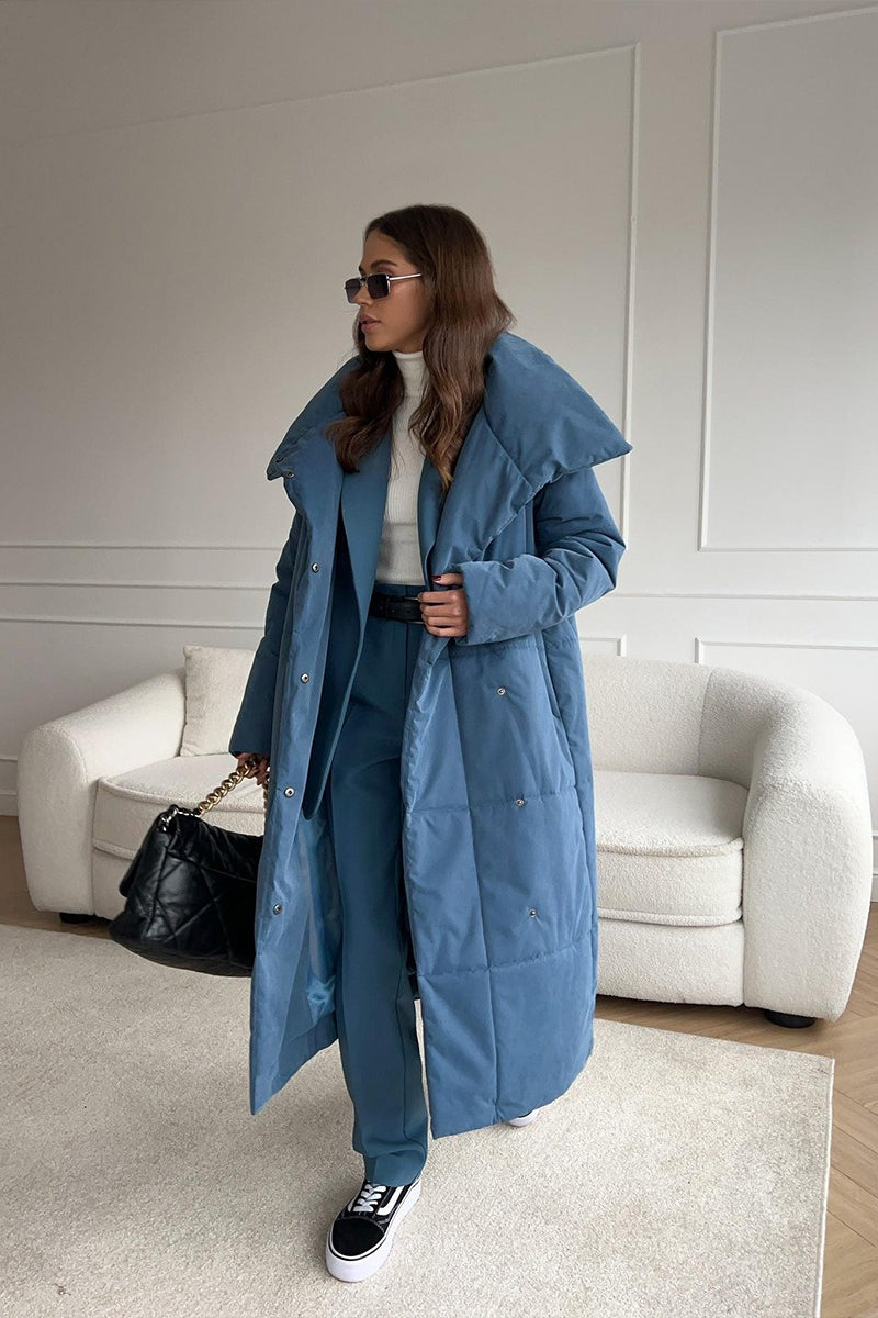 Polyester puffer jacket with full-length zip and oversized fit for women
