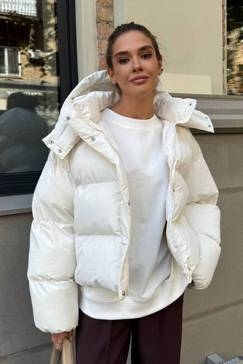 Puffer jacket with side pockets relaxed fit women
