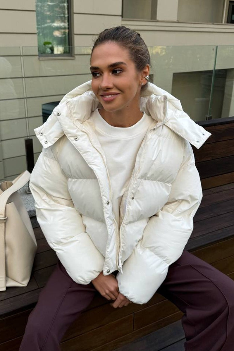 Quilted jacket with patch pockets relaxed silhouette women

