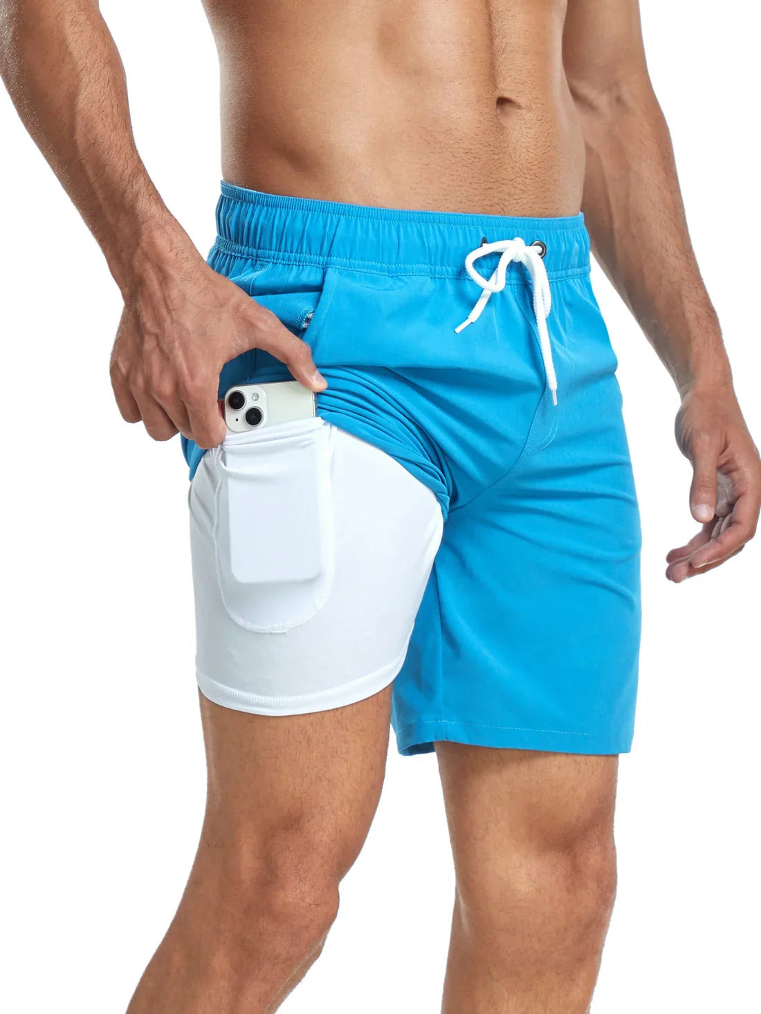 Men's quick dry shorts with an adjustable drawstring for a secure fit