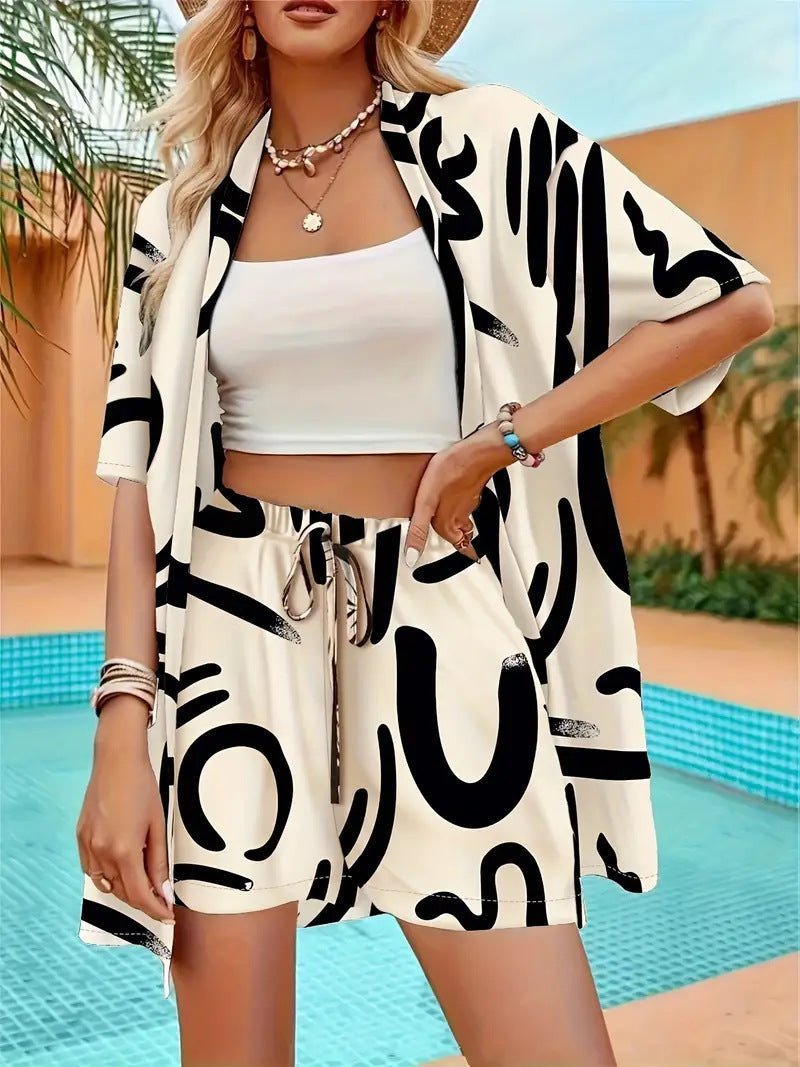 Women's printed outfit for holiday wardrobes and leisure wear