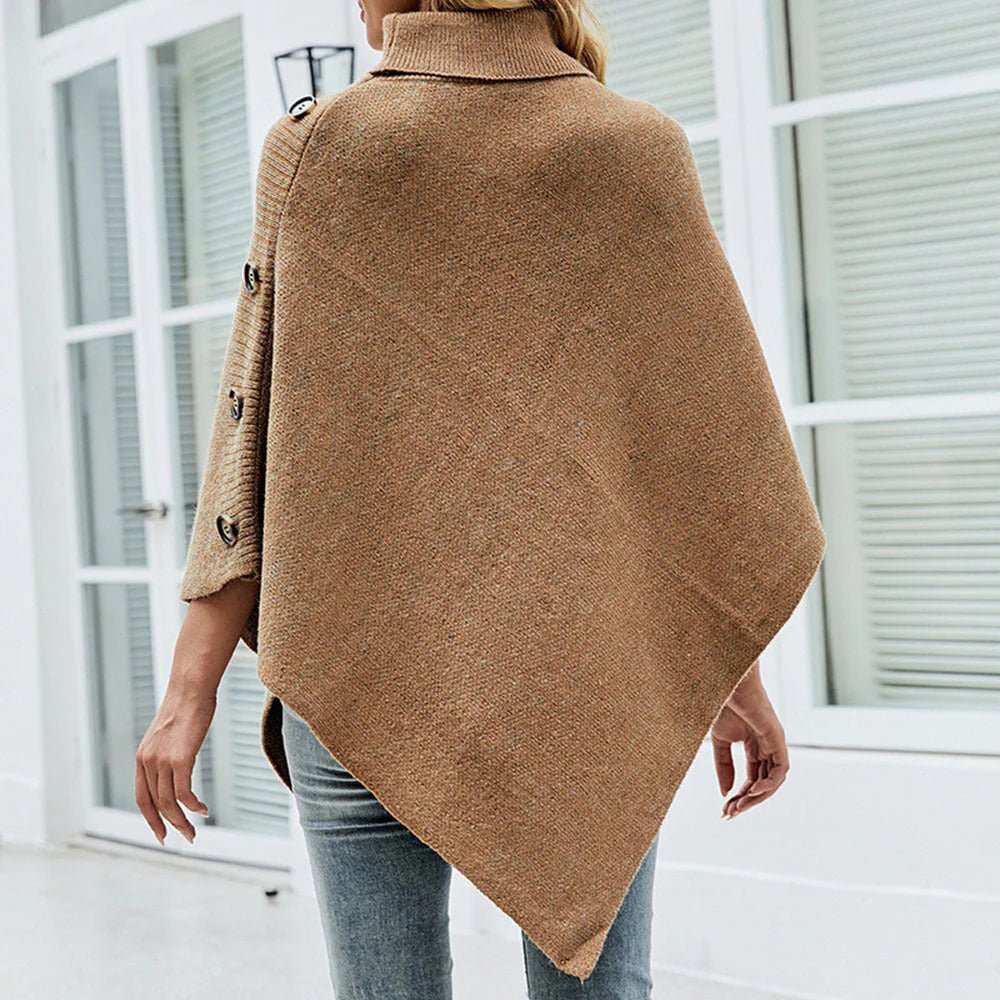 Poncho en Maille à Épaules Boutonnées pour Femme