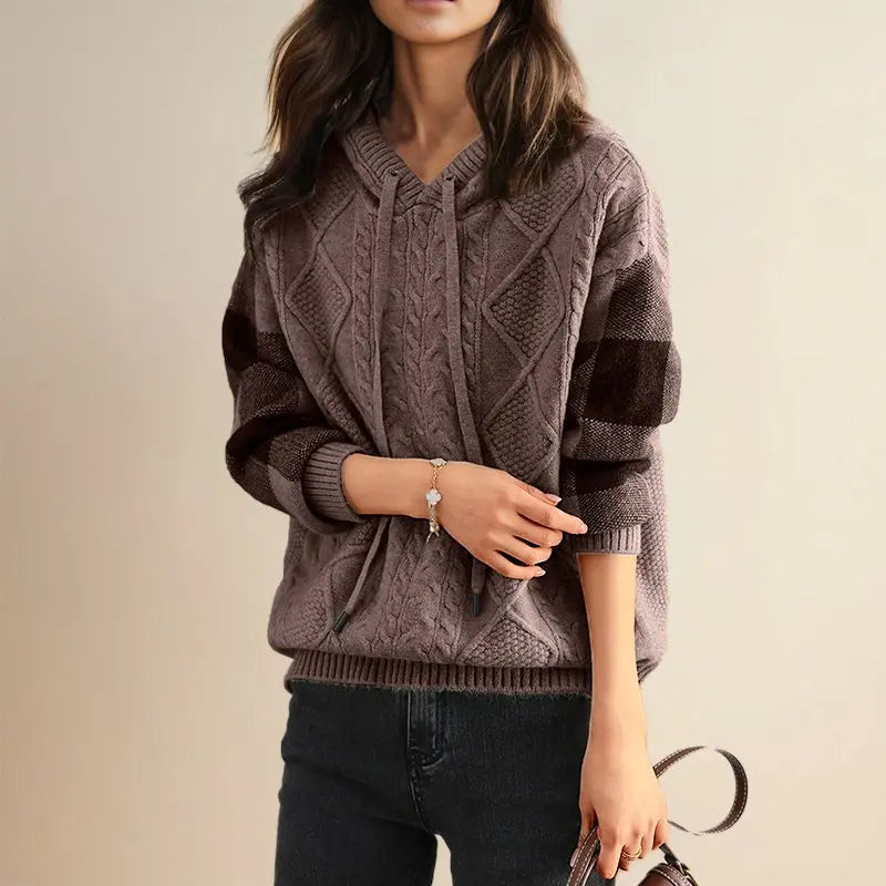 Sweat à Capuche Tricoté Femme