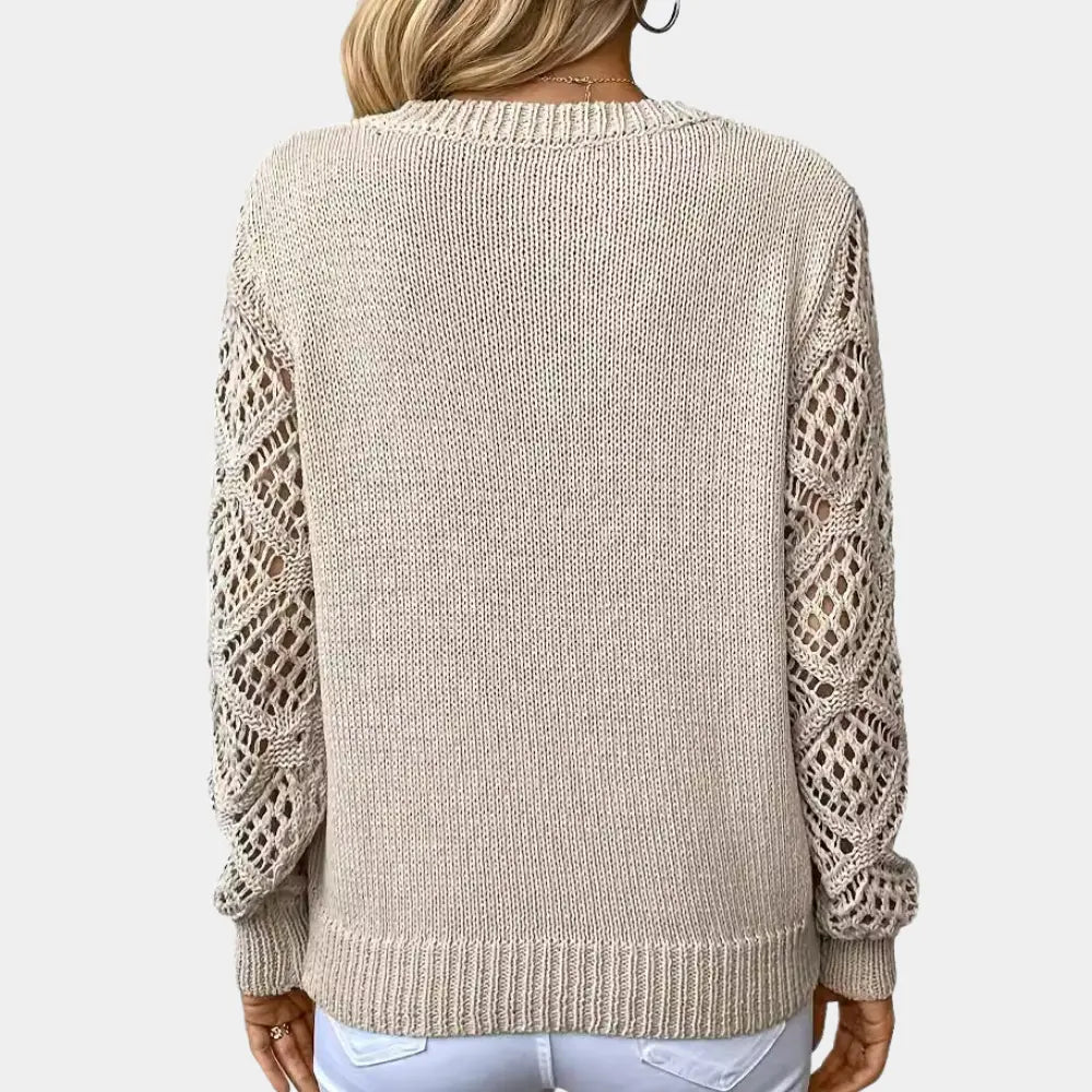 Pull Femme à Manches en Maille Ajourée