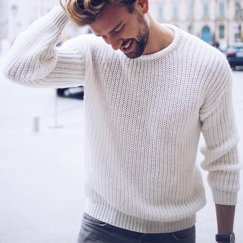 Pull à Mailles Épaisses Côtelées Homme