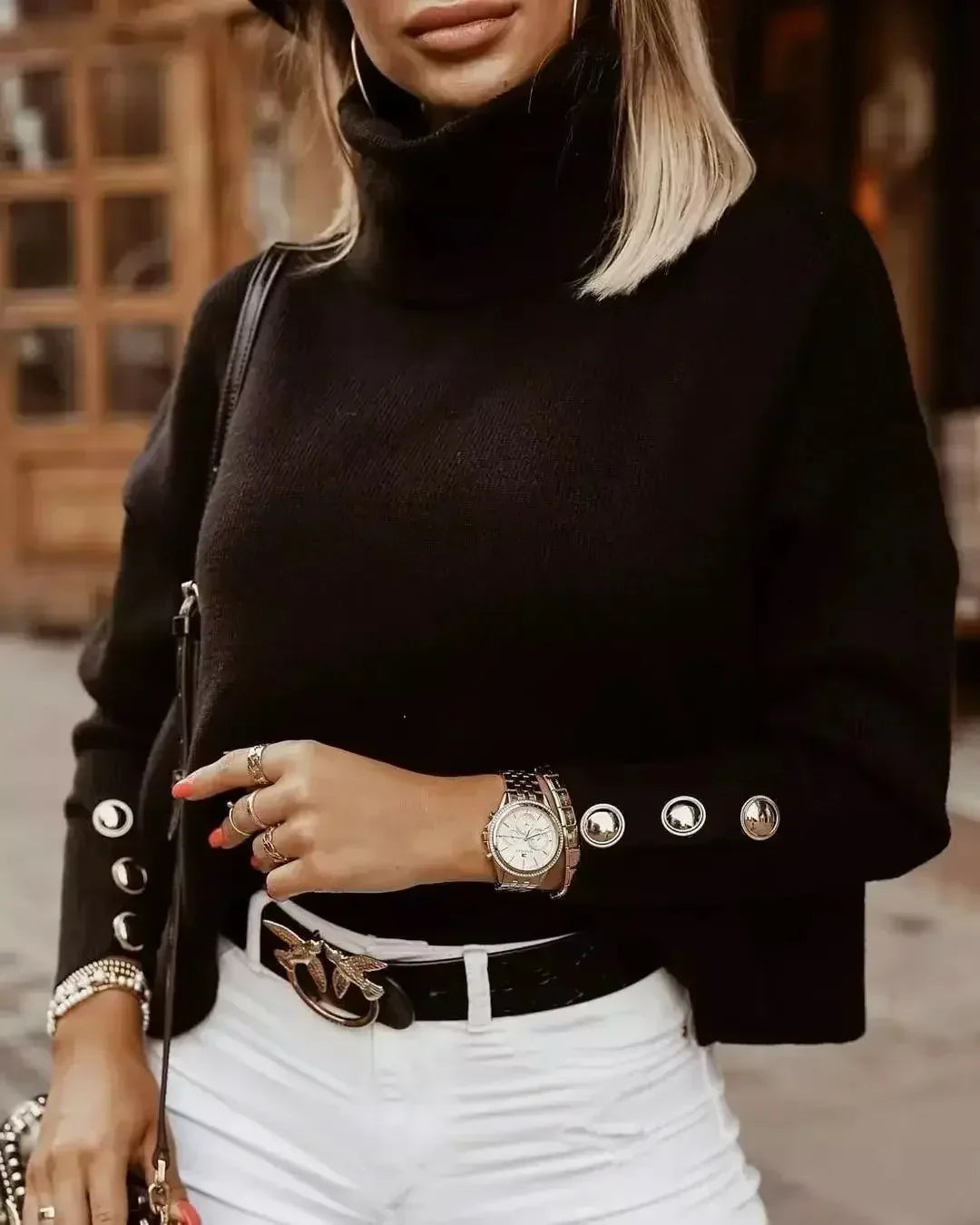 Pull à col roulé pour femme