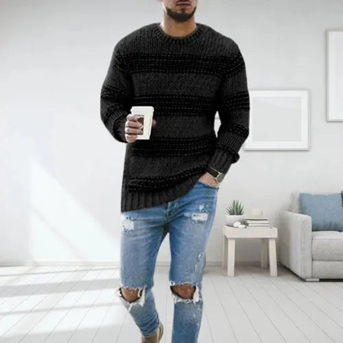 Pull à Rayures Tricotées Coupe Slim Homme