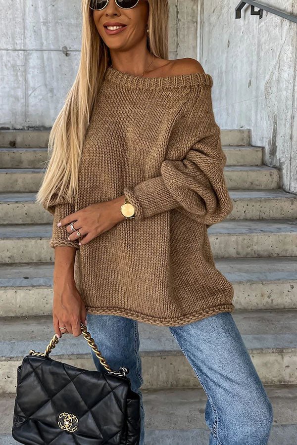 Pull en Maille à Épaules Dénudées pour Femme
