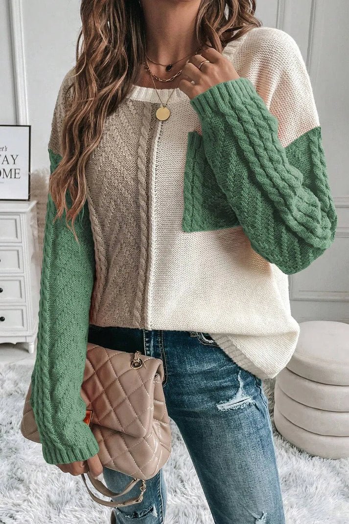 Pull en Maille à Blocs de Couleurs pour Femme