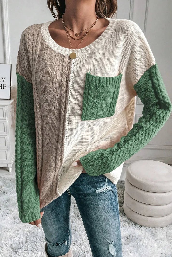 Pull en Maille à Blocs de Couleurs pour Femme
