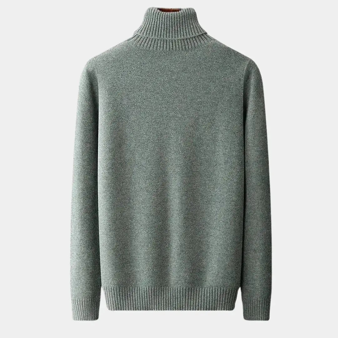 Pull Col Roulé Classique Côtelé Coupe Slim Homme