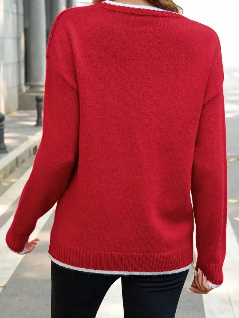 Pull en Maille Motif Flocon de Neige Femme