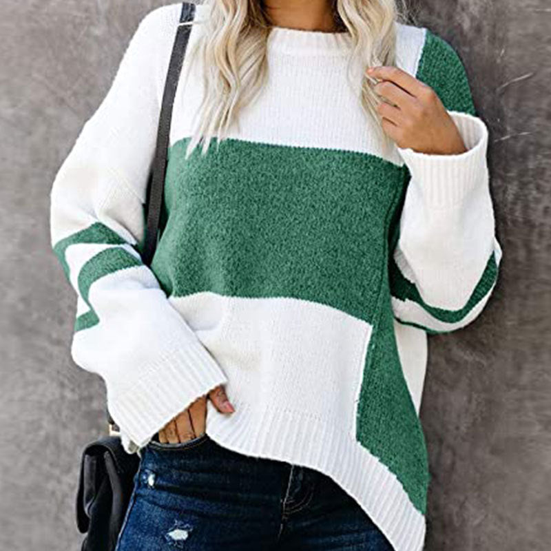 Pull en Maille à Blocs de Couleurs Femme