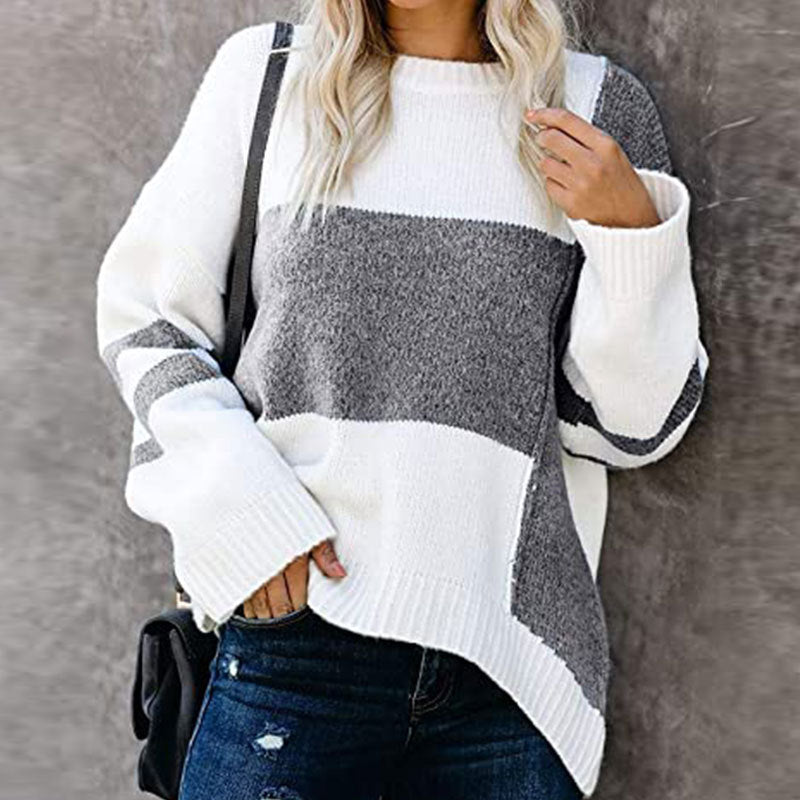 Pull en Maille à Blocs de Couleurs Femme