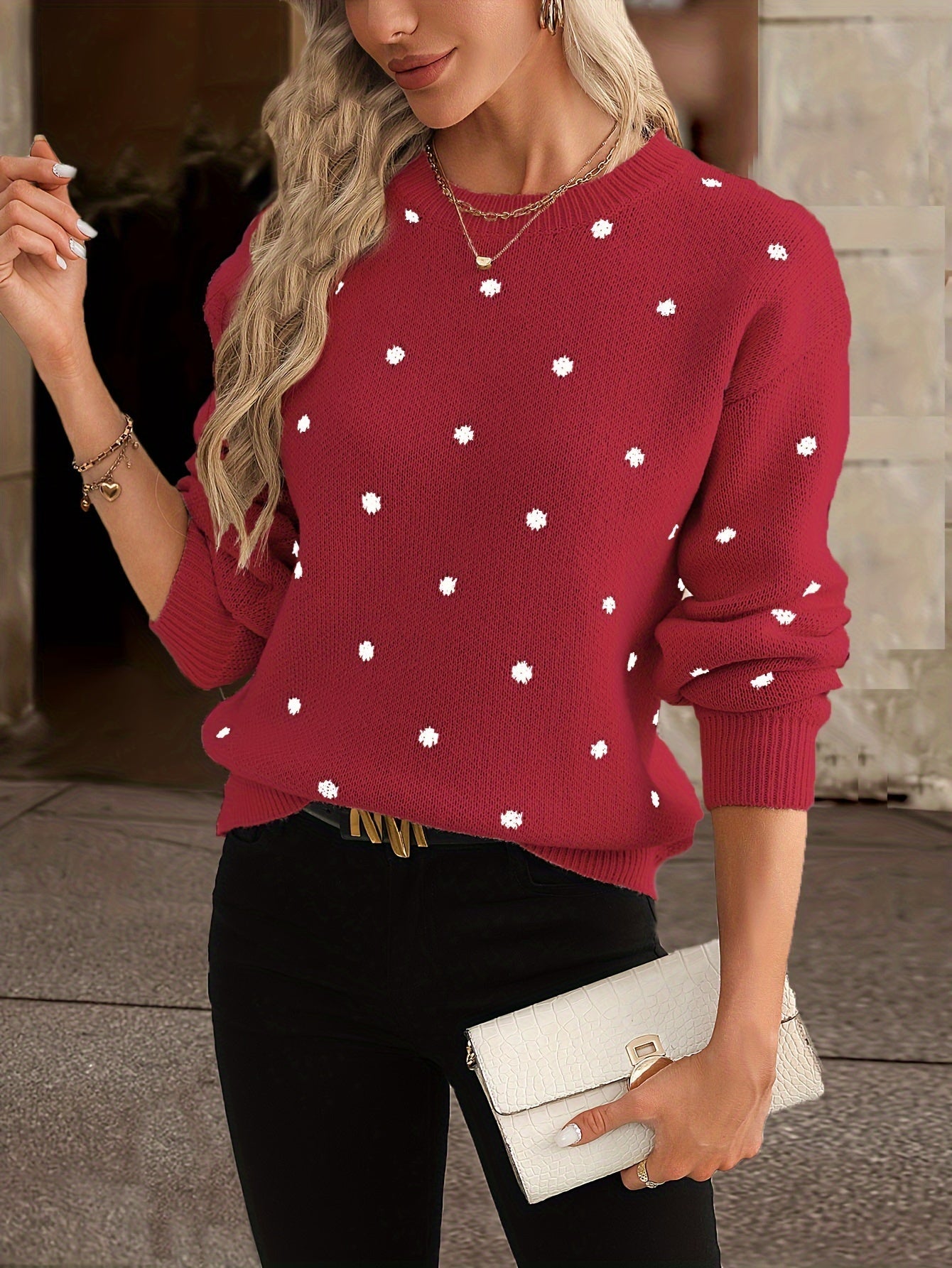 Pull à Motifs Discrets en Maille Femme