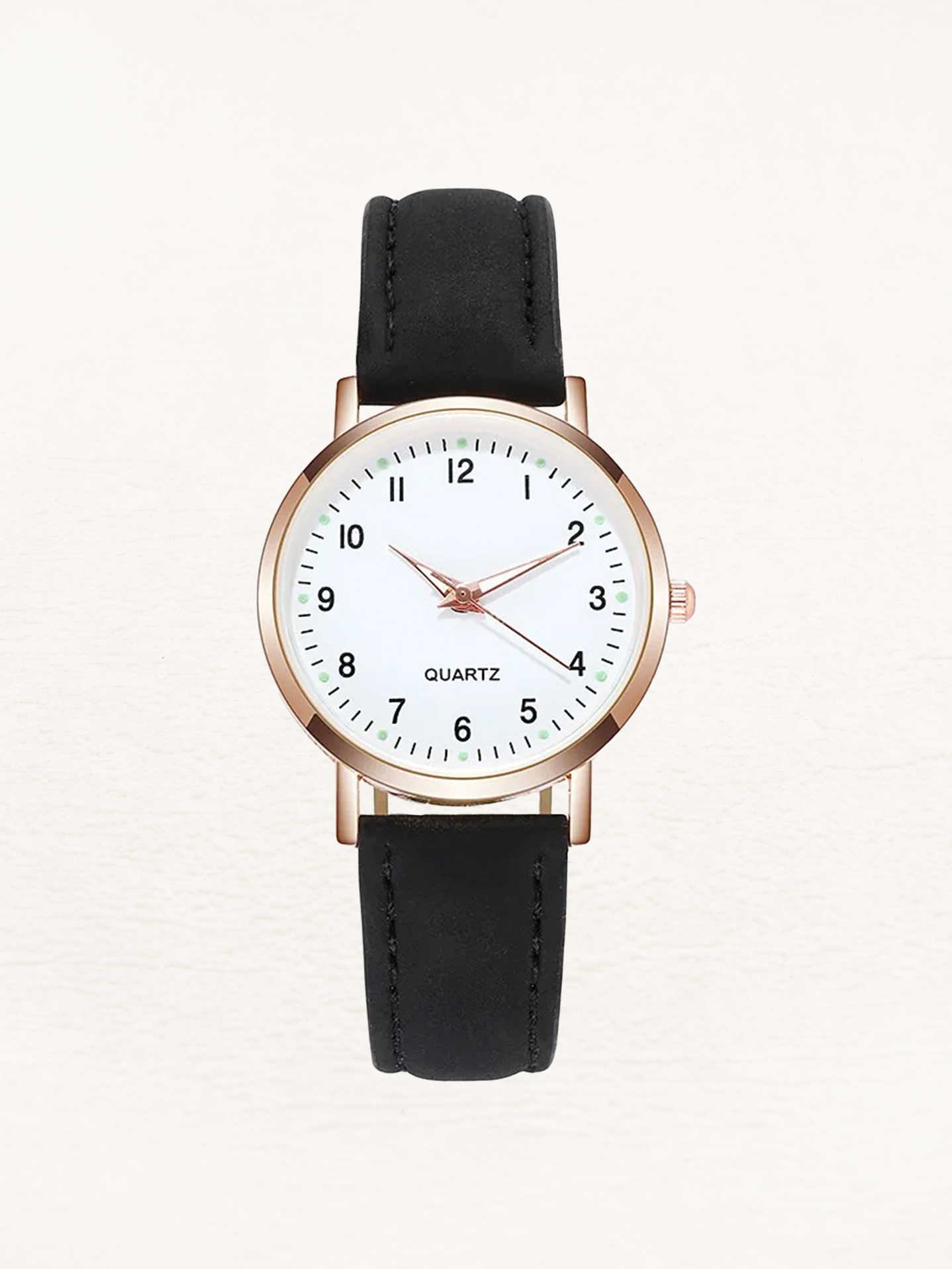 Women's quartz wrist watch with buckle fastening
