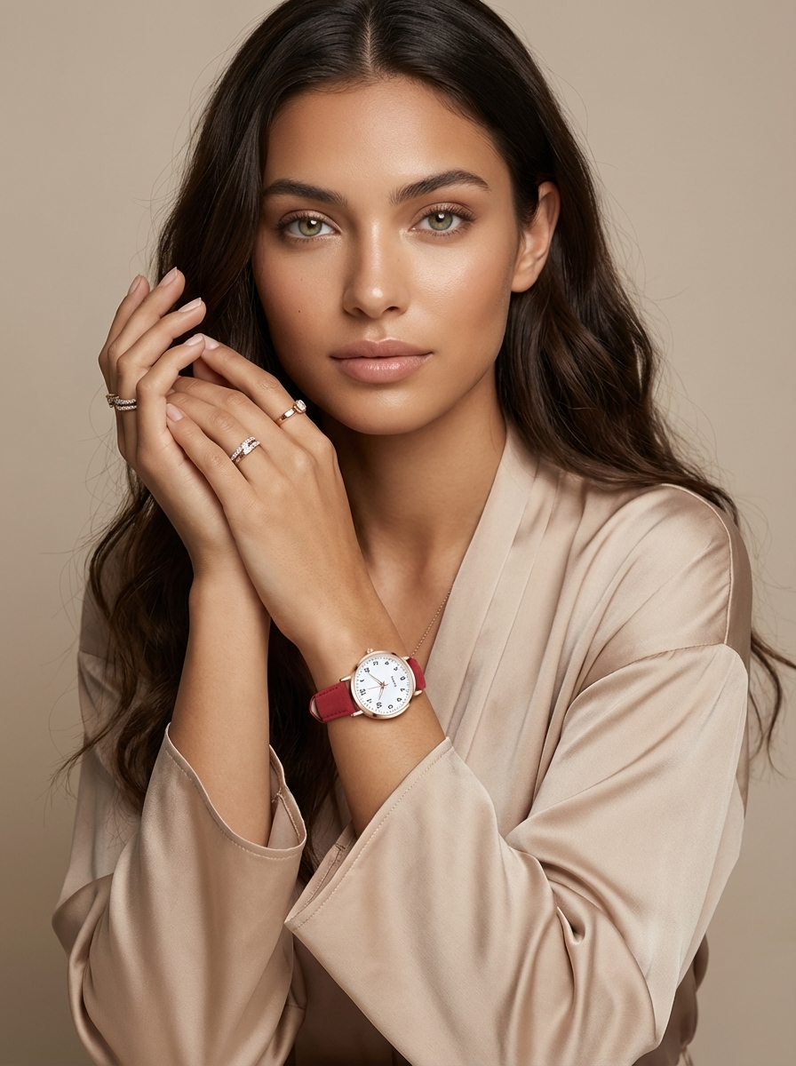 Women's imitation leather strap watch for everyday wear